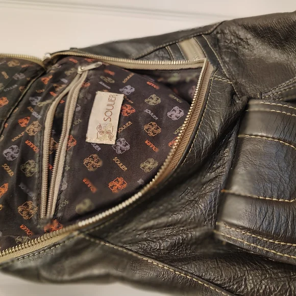 Womens SOULIER Brown Leather Backpack - Picture 3 of 4